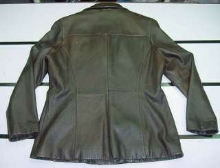 WILSONS LEATHER Button Front COAT JACKET Sz Womens L Brown  