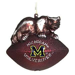  Michigan Wolverines NFL Blown Glass Football Holiday Tree 