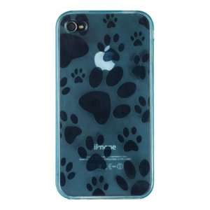 Apple iPhone 4 * Flexi Rubber Case * Dog Prints * (Blue 