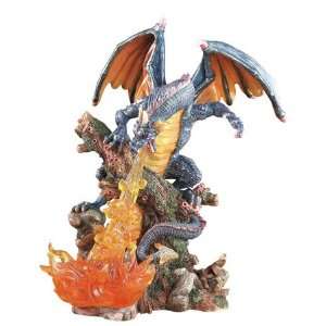  Blue Fire Breathing Dragon Figurine   Cold Cast Resin   12 