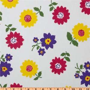  60 Wide Cotton Pique Floral Purple/Yellow/White Fabric 