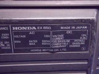 HONDA EX650 GENERATOR USED  