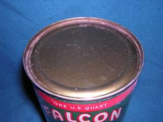 FALCON MOTOR OIL QUART DISPLAY TIN CAN, EMPTY, UNOPENED IN NICE 