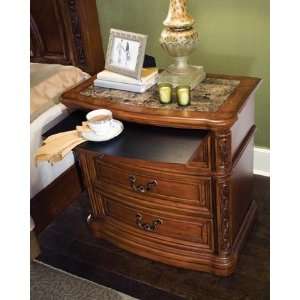   Terrassa Marble Top Nightstand in Amber Cherry Furniture & Decor