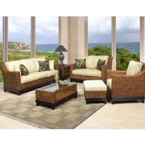 Boca Rattan 95003578 Biscayne Sofa in Royal Oak with 4 Toss Cushions 