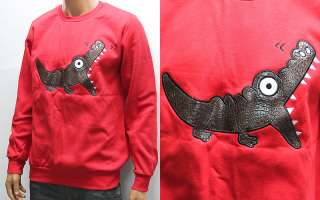 Mens Red Alligator Patch Cotton T shirts M / Crocodile Cartoon Tee T 