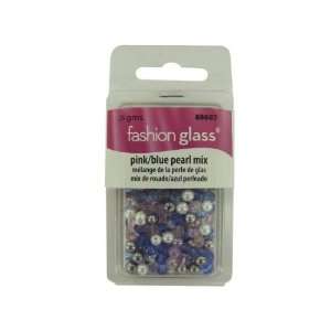  pink blue pearl mix glass beads 26 grams   Pack of 72 