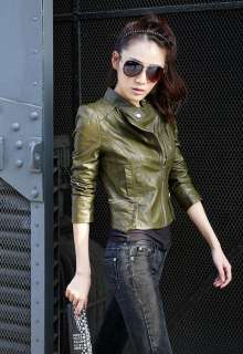   SALE Women Synthetic Leather asymmetrical Biker Jacket Green S  
