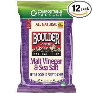 Boulder Canyon Kettle Chips, Malt and Vinegar   Compostable Bag, 7.5 