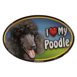  Dog Breed Image Magnet Oval Poodle Black