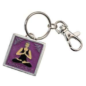  Yoga Namaste Purple Metal Key Chain