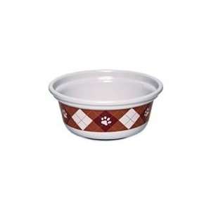   Bowl Argyle Paws / White & Brown Size 8 Cup By Petmate