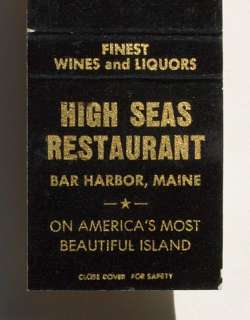 1960s Matchbook High Seas Restaurant Bar Harbor ME MB  