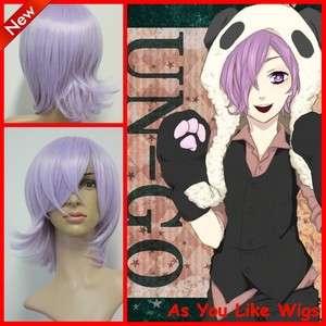 New UN GO Inga Brack Short Light Purple Anime Cosplay Costume Party 