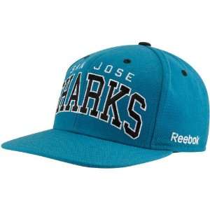   Sharks Teal Retro Arch Logo Snapback Adjustable Hat