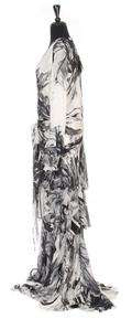 Authentic ROBERTO CAVALLI Black and White Silk Gown Dress, Size 46 