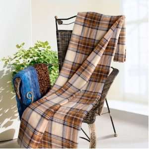 Scotch Plaids] Soft Coral Fleece Throw Blanket (59 by 79 inches 