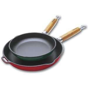Paderno Red/Black Frying Pan With Wooden Handle   7 7/8 Dia.  