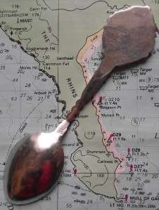 Old White Star Line Enamel Pennant Spoon RMS Queen Mary  