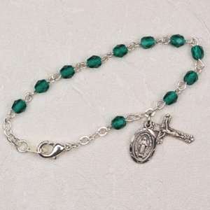 Baby Bracelet BR116 EM Sterling Silver Birthstone Green Emerald 5 1/2 