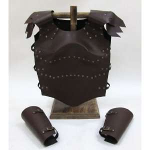  Set of Leather Breastplate and Bracers   Forearm Guards 