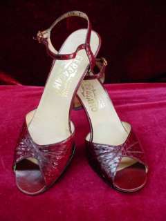   Strappy Open Toe 3 Leather Snake Skin SHOES Ox Blood Red 7 AA  