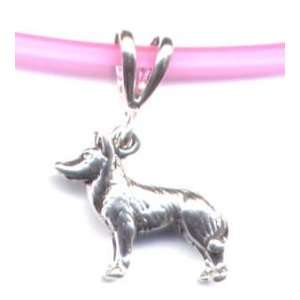   Pink Siberian Husky Necklace Sterling Silver Jewelry