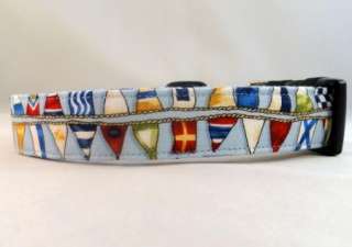 Awesome Nautical Flags on Blue Dog Collar  