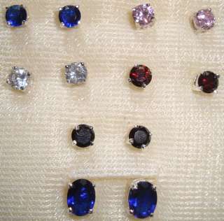 BEAUTIFUL WHOLESALE LOT OF 6 PAIRS CZ GEM STONES STERLING SILVER 925 