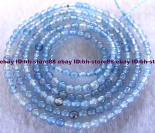 New 2mm Beautiful Blue Agate Round Gemstone Beads 16  