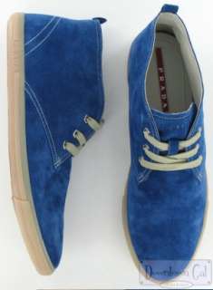 New Prada Blue Suede Ankle Boots Shoes 8 US 9 EU 42 $370  