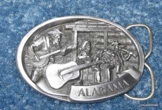 Vintage Alabama Bluegrass Guitar C+J Pewter Belt Buckle  