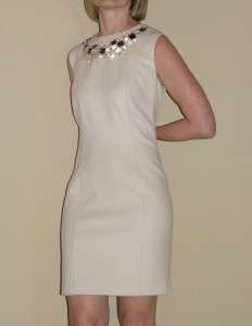 BLUMARINE Beige Sleevless Necklace Dress 48 NWT $1510  
