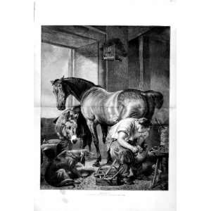   1874 Edwin Landseer Fine Art Horse Shoeing Blacksmith