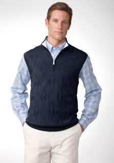 Bobby Jones Mens Half Zip Textured Argyle Sweater  