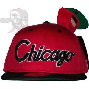  Chicago Red/Black Script Snapback Hat Cap 