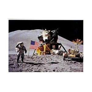  Astronaut Salutes Flag On Moon Poster