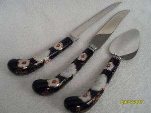 HAND PAINTED PORCELAIN SHEFFIELD STAINLESS KNIVES/PRILL  