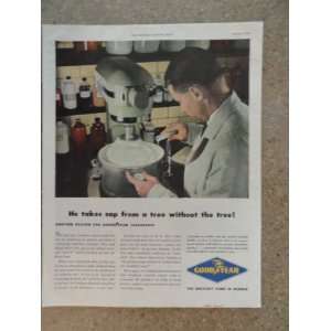 Good Year Rubber, Vintage 40s full page print ad. (man making Airfoam 
