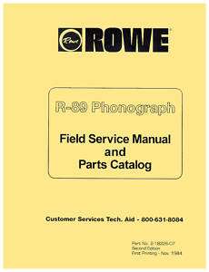 Rowe AMI R 89 R89 Jukebox Service Repair Manual  