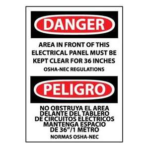   Plastic Sign   Danger Area In Front Of This Electrical Panel Clear