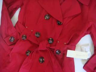 JONES NEW YORK Dark Red Belted Trench Raincoat Rain Coat Jacket Womens 
