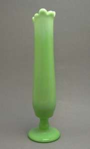 Vintage Westmoreland Green Milk Glass Swung Bud Vase  