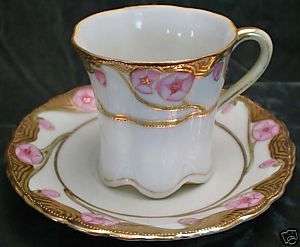 Early NIPPON 1911 20s ART NOUVEAU Swirling ROSE Fine China Demitasse 