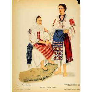  1937 Folk Costume Moldavia Peasant Women Covurlui Print 