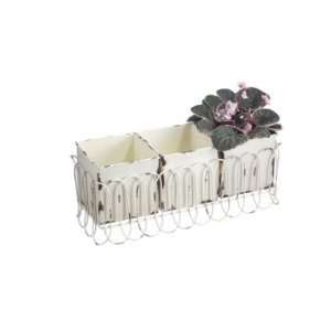  Pack of 2 Distressed Metal Decorative Ivory Table Top 
