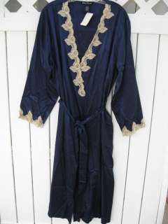 NEW WITH TAG ~ SUSAN LUCCI ~ NAVY BLUE GOWN & ROBE WITH BEIGE LACE 