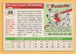   Topps Herman Wehmeir #29 Ex SET BREAK Philadelphia Phillies  