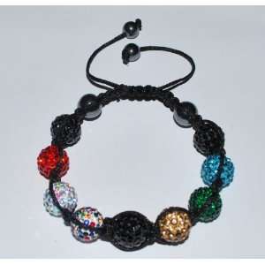 Swarovski Mix Color 12mm Pave Ball Beads Unisex Shamballa Bracelet By 