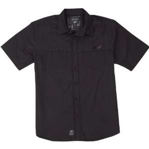   Twill Mens Short Sleeve Sports Wear Shirt   Black / Large Automotive